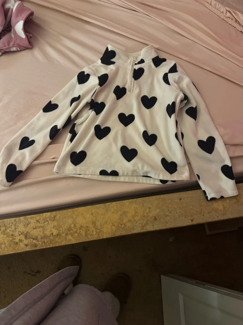 The Children's Place White Sweater with Black Heart Print